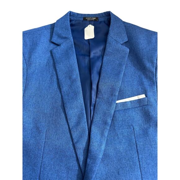 Men’s Blue Blazer Sport Coat Modern Slim Fit Jacket One Button - Picture 3 of 5